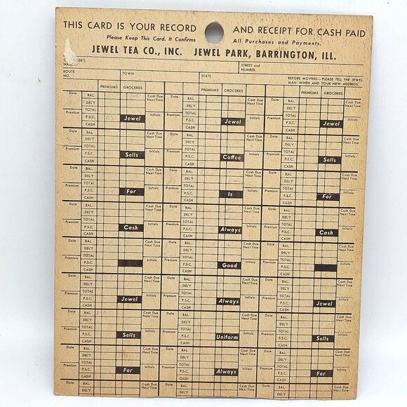 Vintage Jewel Tea Co Receipt Card 1940s Puppies Children by Dillon 7.5" x 9.5" - Picture 2 of 4